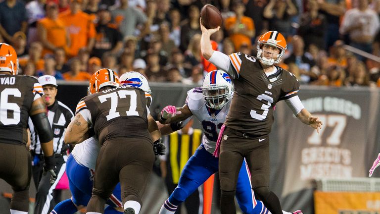 Quarterback Brandon Weeden of the Cleveland Browns against the Buffalo Bills