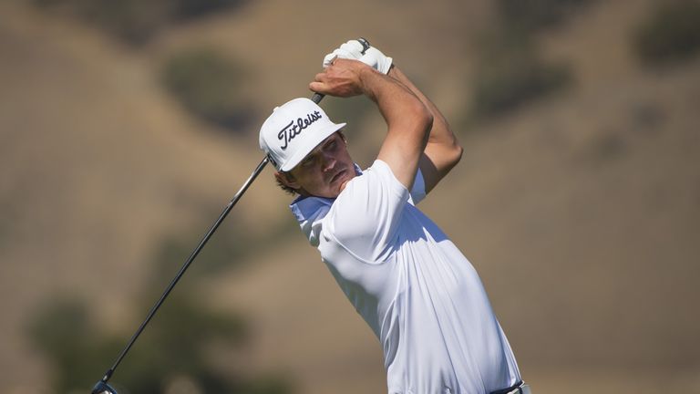 Brooks Koepka in action at the Frys.com Open at the CordeValle Golf Club