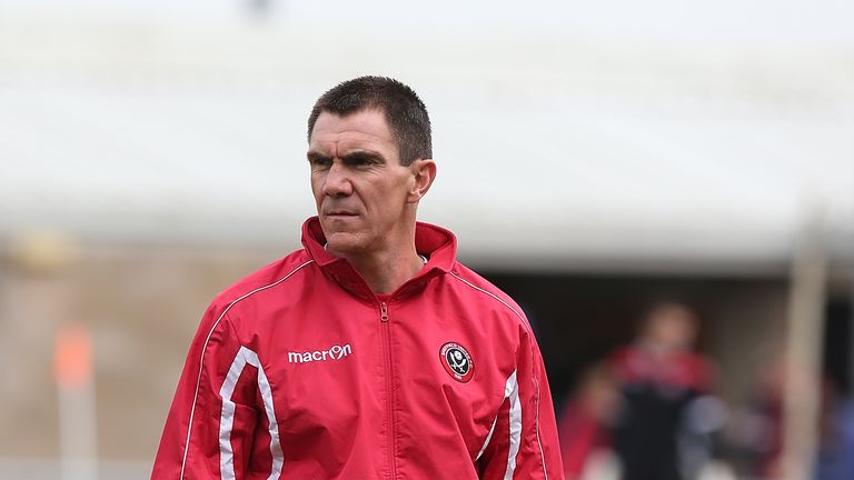 NORTHAMPTON, ENGLAND - OCTOBER 13:  Sheffield United caretaker manager Chris Morgan looks on during the pre match warm up prior to the Sky Bet League One match between Coventry City and Sheffield United at Sixfields Stadium on October 13, 2013 in Northampton, England.  (Photo by Pete Norton/Getty Images)