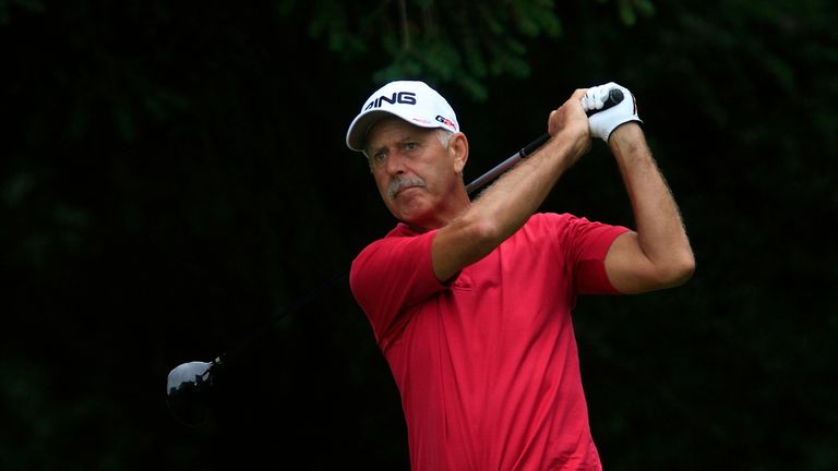 WOBURN, ENGLAND - AUGUST 30:  Mark James of England in action during the first round of the Travis Perkins plc Senior Masters played on the Duke's Course, Woburn Golf Club on August 30, 2013 in Woburn, United Kingdom.  (Photo by Phil Inglis/Getty Images)