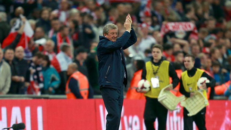 England manager Roy Hodgson applauds the fans after the game