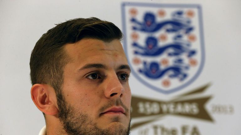 England's Jack Wilshere speaks during a press conference at St George's Park, Burton.