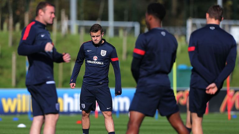 England's Jack Wilshere during a warm up session before training at St George's Park, Burton.