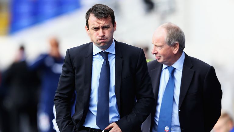 Dougie Freedman, manager of Bolton Wanderers looks on during the Sky Bet Championship match between Birmingham City and Bolton Wanderers at St Andrew's Stadium on October 05, 2013
