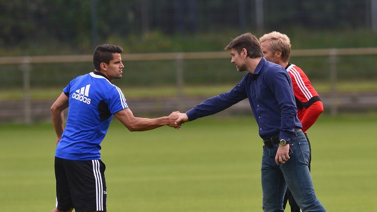 during the training session of Hamburger SV on August 29, 2013 in Hamburg, Germany.