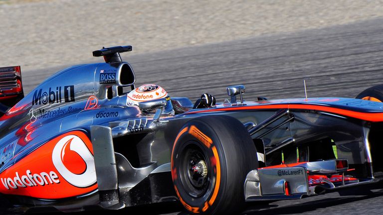 Jenson Button on track on the hard tyres