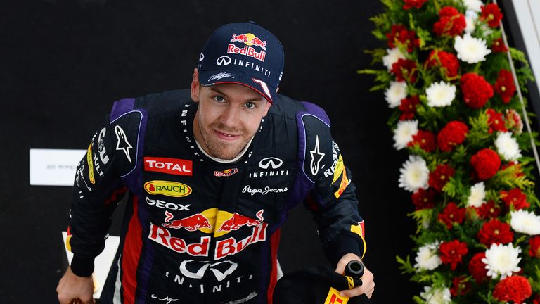 Sebastian Vettel on the podium
