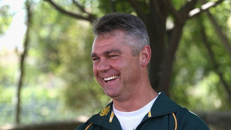  Heyneke Meyer, the Springbok head coach talks to the media during the South Africa Springboks media session held at Palazzo Hotel at Montecasino on October 2, 2013 in Johannesburg, South Africa. 