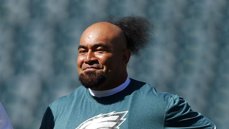 Defensive tackle Isaac Sopoaga #97 of the Philadelphia Eagles before the start of a game against San Diego Chargers at Lincoln Financial Field on September 15, 2013 in Philadelphia, Pennsylvania
