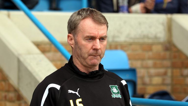 Plymouth Argyle manager John Sheridan on the touchline