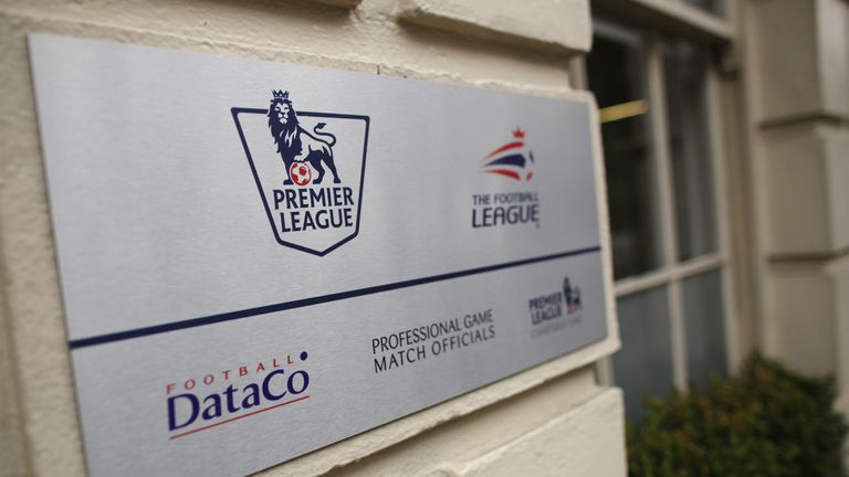 Premier League logo and offices in London, England.