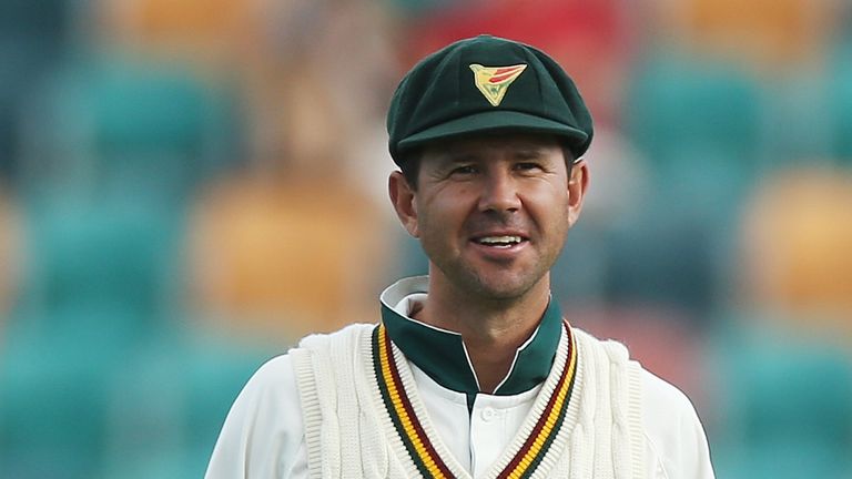 Ricky Ponting of the Tigers smiles during day three of the Sheffield Shield final between the Tasmania Tigers and the Queensland Bulls at Blundstone Arena on March 24, 2013 in Hobart, Australia