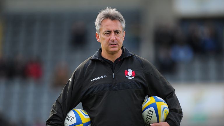 Gloucester coach Nigel Davies looks on before the Aviva Premiership match between Newcastle Falcons and Gloucester at Kingston Park on September 29, 2013 in Newcastle upon Tyne, England