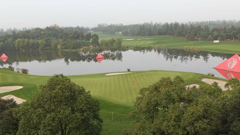An overhead view of the second hole at the Sheshan Golf Club in Shanghai, China