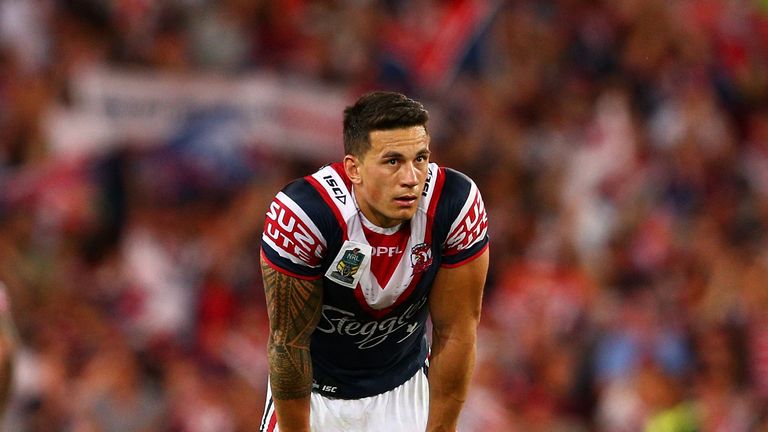 Sonny Bill Williams of the Roosters looks on during the 2013 NRL Grand Final match between the Sydney Roosters and the Manly Warringah Sea Eagles at ANZ Stadium on October 6, 2013 in Sydney, Australia.  