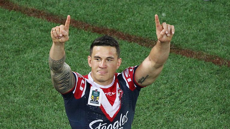 Sonny Bill Williams acknowledges the crowd after winning the 2013 NRL Grand Final match between the Sydney Roosters and the Manly Warringah Sea Eagles at ANZ Stadium on October 6, 2013 in Sydney, Australia.