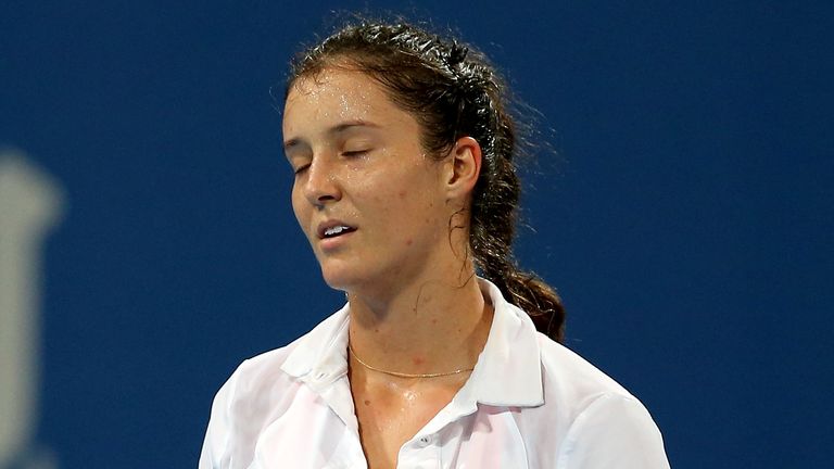 Laura Robson of Great Britain reacts to a lost point while playing Angelique Kerber of Germany during day four of the 2013 China Open at the National Tennis Center on October 1, 2013 in Beijing, China. 