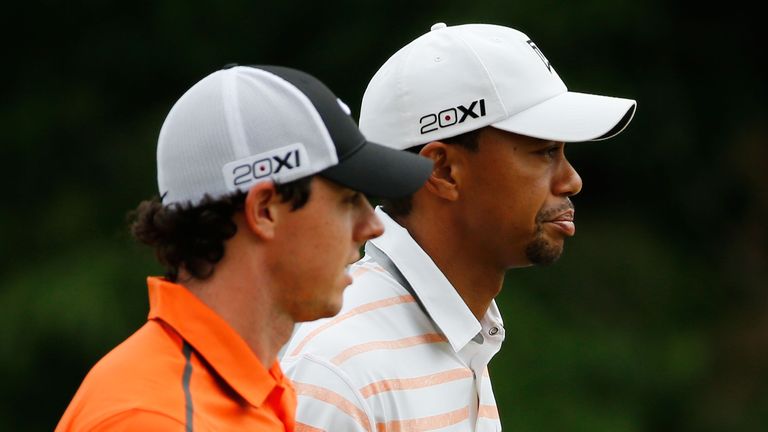 Rory McIlroy and Tiger Woods at the 2013 US Open