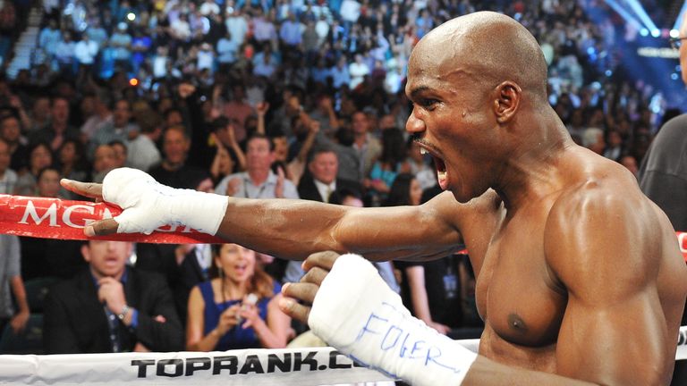 Timothy Bradley of US celebrates his victory over  Manny Pacquiao of the Philippines following their WBO welterweight title match at the MGM Grand Arena on June 9, 2012 in Las Vegas, Nevada.  Unbeaten Bradley ended Pacquiao's long unbeaten run with a controversial split decision victory over the Filipino ring icon.    