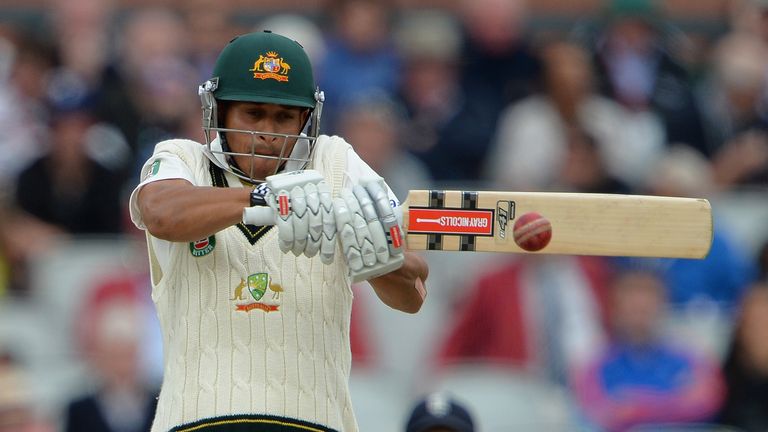 Australia batsman Usman Khawaja plays a shot during play on the fourth day of the third Ashes Test against England at Old Trafford