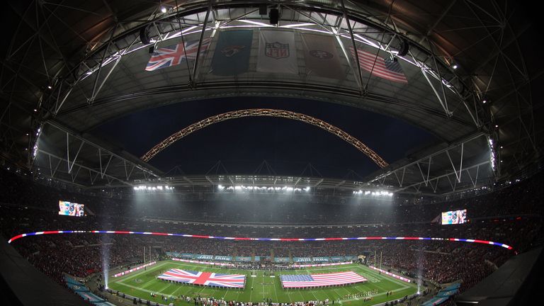 A general view of Wembley Stadium ahead of the NFL International Series game between San Francisco 49ers and Jacksonville Jaguars