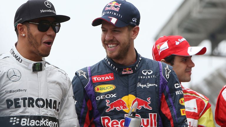 Hamilton and Vettel share a joke