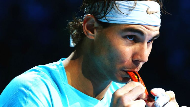 - Nadal of Spain has an energy drink during his mens singles semi-final match against Roger Federer of Switzerland