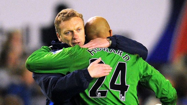 Tim Howard and David Moyes pictured during their time at Everton
