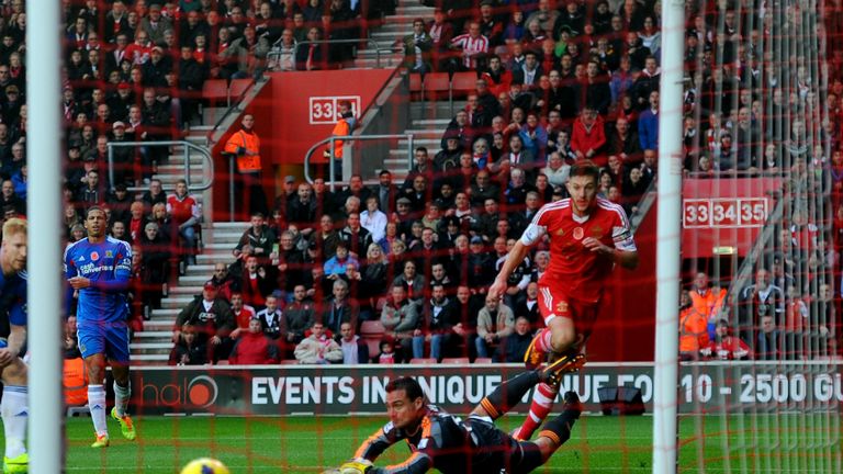 Adam Lallana slotted home Southampton's third just before half-time