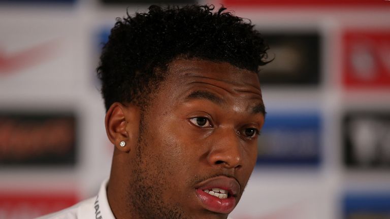 HERTFORD, ENGLAND - NOVEMBER 17:   Daniel Sturridge faces the media during an England press conference at The Grove Hotel, ahead of their International Friendly with Germany on November 17, 2013 in Hertford, England.  (Photo by Jan Kruger/Getty Images)