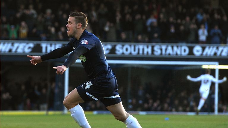 Kevan Hurst of Southend United celebrates scoring the opening goal during the Sky Bet League 2 match between Southend United and York City at Roots Hall on November 23, 2013