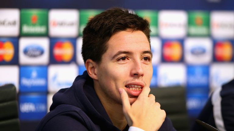 MANCHESTER, ENGLAND - NOVEMBER 26:  Samir Nasri of Manchester City faces the media during a press conference at the Etihad Stadium on November 26, 2013 in Manchester, England.  (Photo by Alex Livesey/Getty Images)