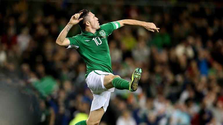 Republic of Ireland's Robbie Keane celebrates scoring his side's first goal during the International Friendly at the Aviva Stadium, Dublin, Ireland.
