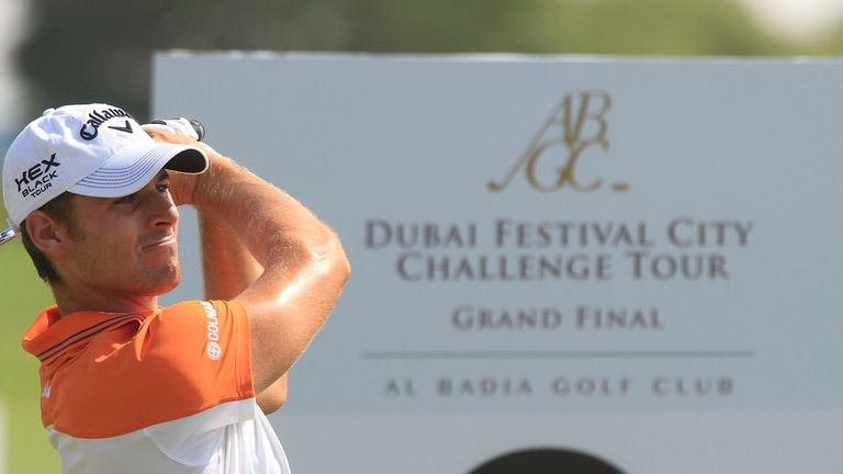 Andrea Pavan of Italy in action during the second round of the Dubai Festival City Challenge Tour Grand Final played at Al Badia Golf Club