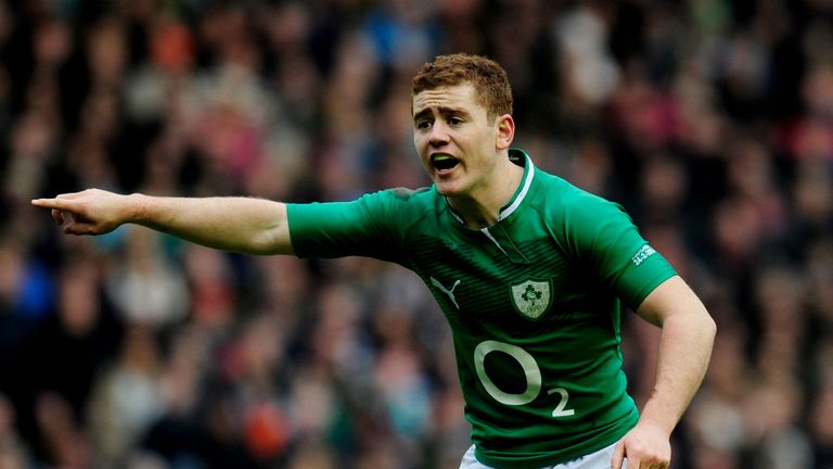 Flyhalf Paddy Jackson of Ireland directs his players during the RBS Six Nations match between Scotland and Ireland in 2013