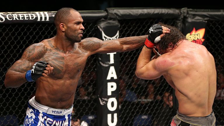Jimi Manuwa during a light heavyweight fight at the UFC on Fuel TV event at Capital FM Arena on September 29
