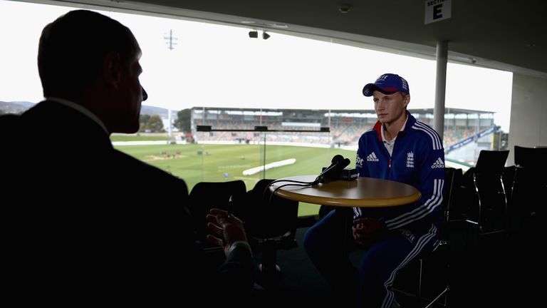 Joe Root of England speaks during an interview during an England media session at Blundstone Arena on November 4, 2013 in Hobart, Australia.  