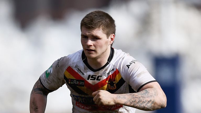 John Bateman of the Bradford Bulls in action during the Super League match against Salford City Reds at Odsal Stadium on April 1, 2013