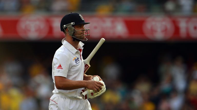 England's batsman Jonathan Trott leaves the ground following his dismissal during day three of the first Ashes cricket Test match between England and Australia at the Gabba Cricket Ground in Brisbane on November 23, 2013. 