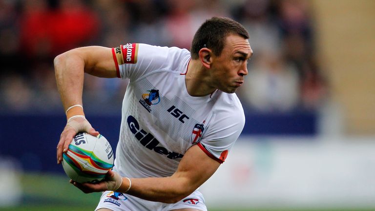 Kevin Sinfield of England in action during the Rugby League World Cup Group A match at the KC Stadium on November 9, 2013 in Hull, England