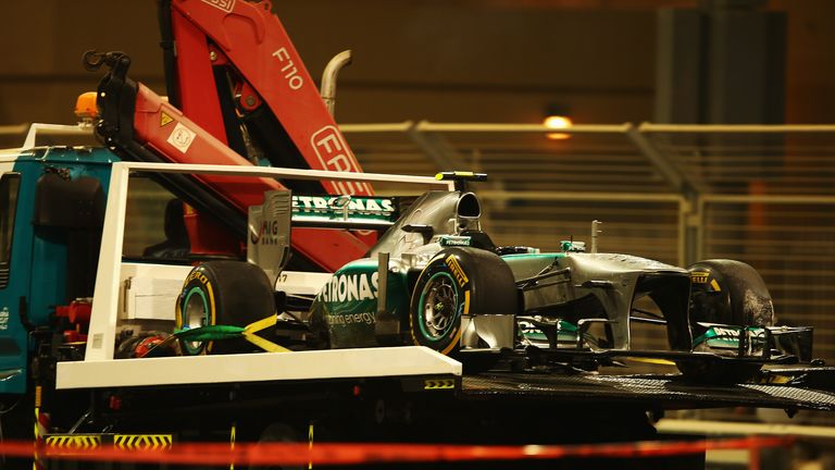 Lewis Hamilton's car is recovered 