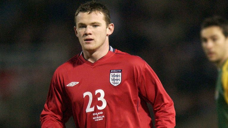 LONDON - FEBRUARY 12:  Wayne Rooney of England makes his debut as the youngest international during the International Friendly match between England and Australia at Upton Park in London on February 12, 2003. (Photo By Jamie McDonald/Getty Images)