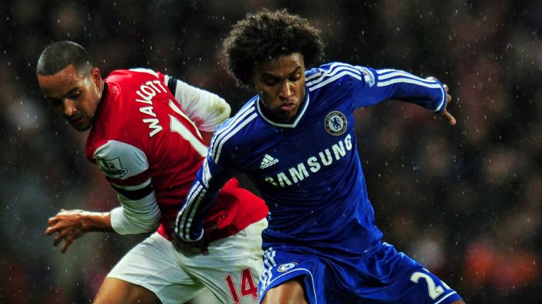 Willian: In action for Chelsea against Arsenal