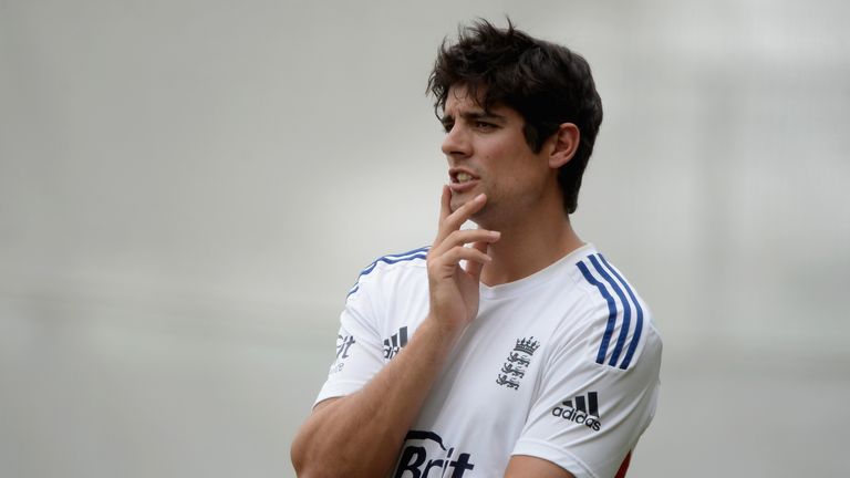 England captain Alastair Cook watches on during an England nets session at Adelaide Oval on December 3, 2013 in Adelaide