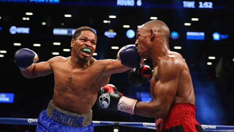 Shawn Porter catches Devon Alexander during their IBF welterweight title fight at the Barclays Center in Brooklyn, New York