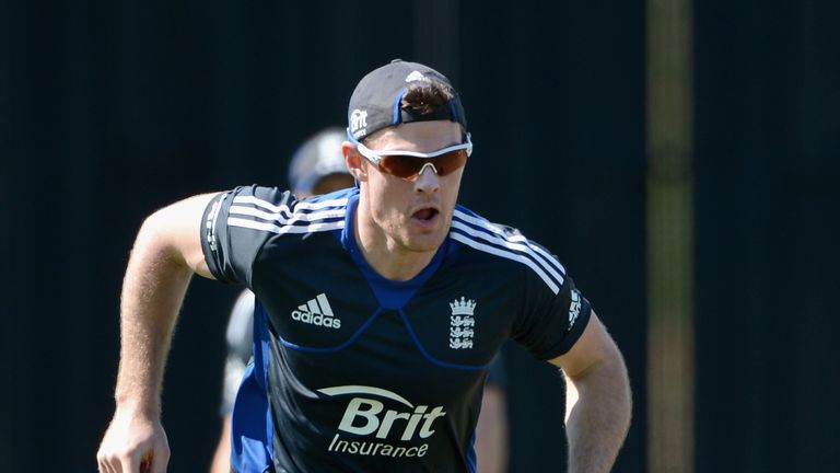 Seamer James Harris during an England nets session in New Zealand