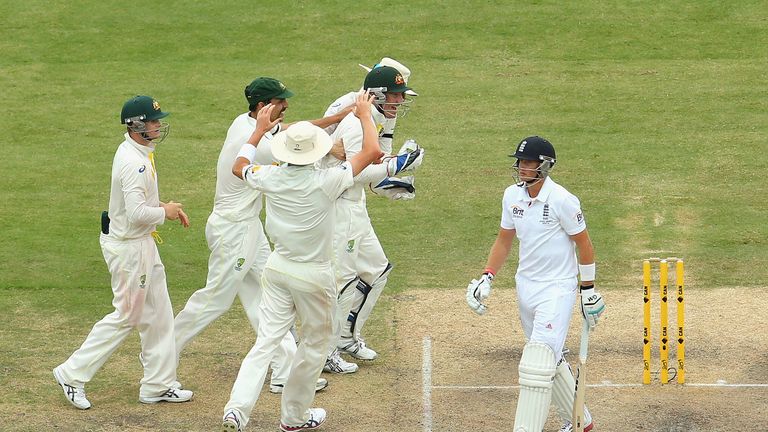 Joe Root: England batsman walks off after being dismissed (c Haddin b Lyon) in second innings of second Ashes Test at Adelaide