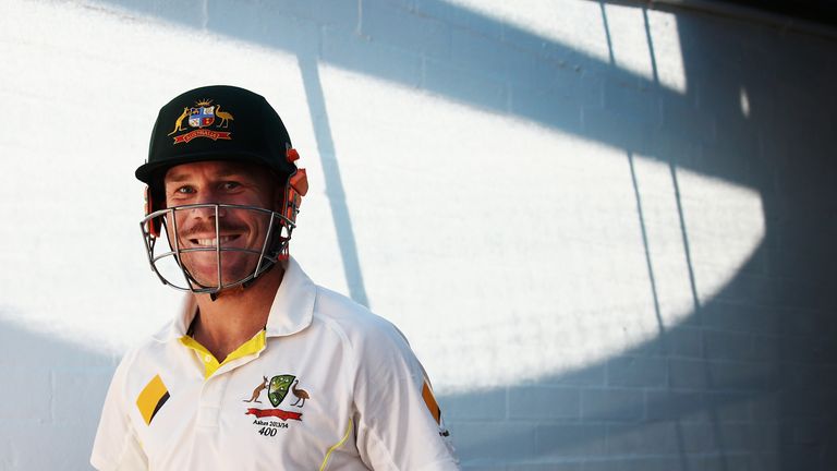 David Warner of Australia walks out to bat during day three of the third Ashes Test against England at the WACA in Perth