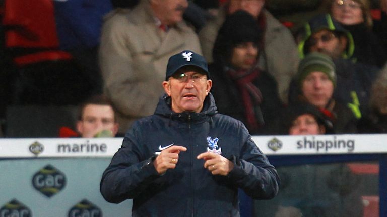Crystal Palace's manager Tony Pulis on the touchline.
