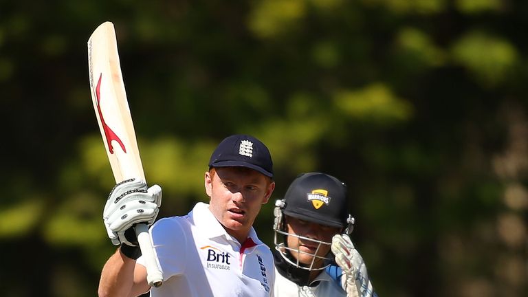 Jonny Bairstow of England celebrates his century during the tour match between Western Australia 2nd XI and England Performance Programme in Perth
